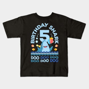 Birthday Shark Doo Doo 5th Birthday Gift Kids T-Shirt